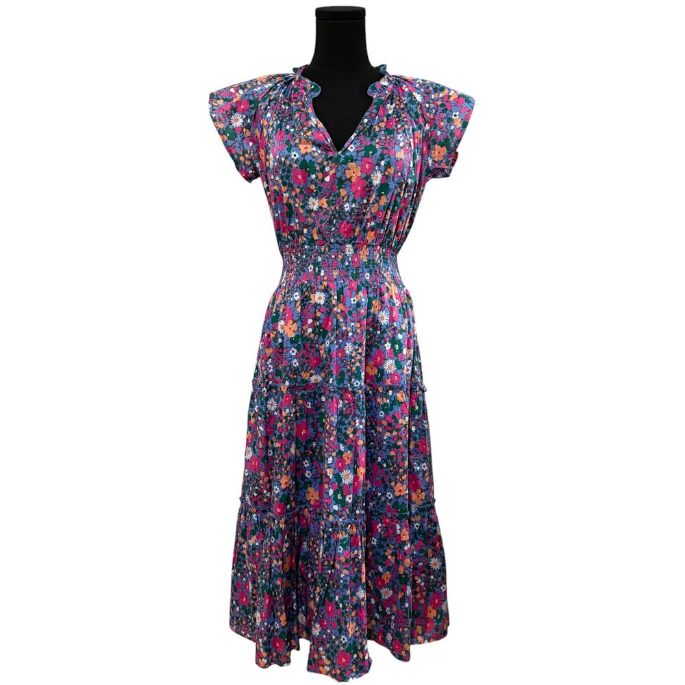 Rails Amellia Dress Smocked Waist Multicolor Floral Print XS